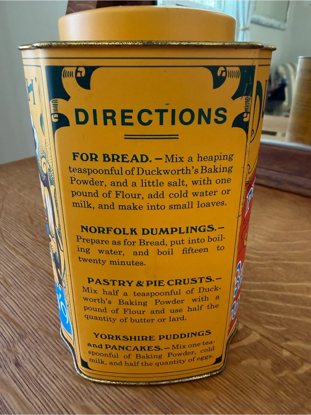 VTG Duckworth's Pure Baking Powder Storage Tin w Graphics